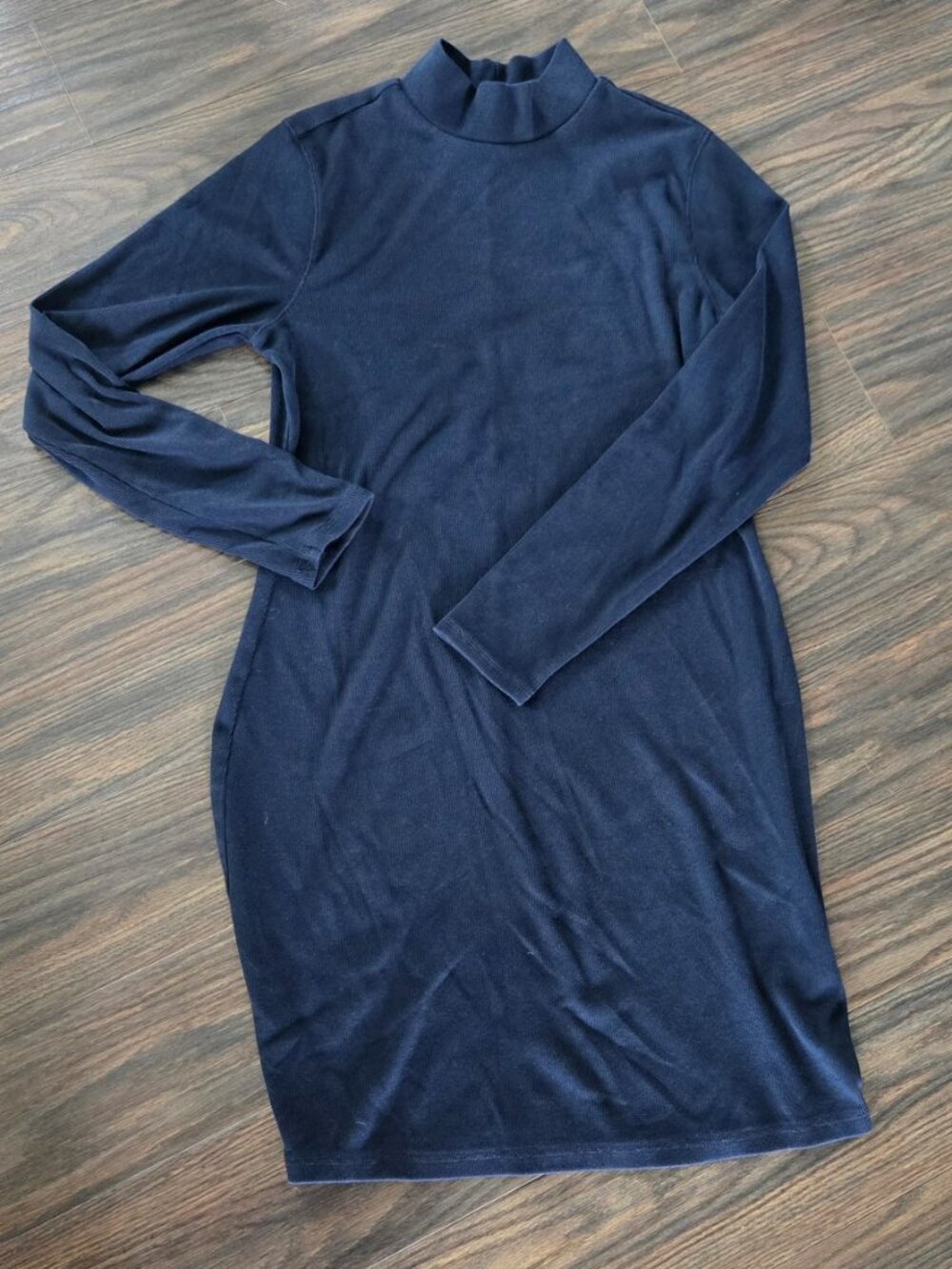 OLD NAVY Classic Style Navy Blue Cotton/Spandex Mock Turtleneck Dress SIZE L